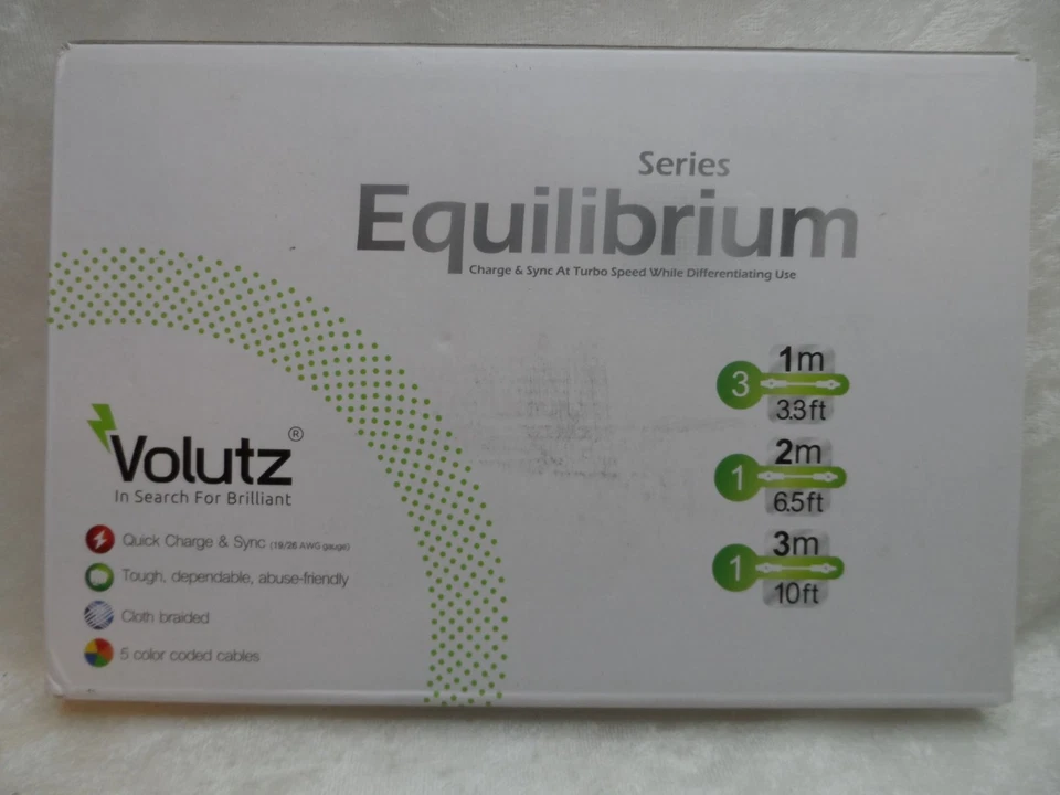 Volutz Equilibrium Series Micro-USB Fast Charging Cables Tangle Free 5-Pack - Image 4 of 4