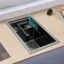Single Bowl Kitchen Bar Sink Hidden Drop-in Kitchen Sink with Folding Faucet New