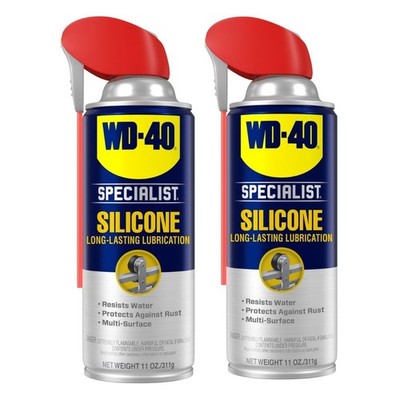 Silicone Lubricant Spray with Smart Straw, Twin-Pack, 11 OZ - Multi-Purpose Use