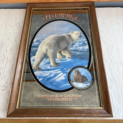 Hamm's Beer Polar Bear Mirror American Bear Collection Vintage Bar Decor Pabst