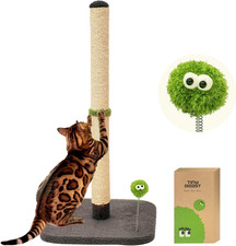 34" Tall Cat Scratching Post with Sisal Rope Plush Toy for Large Cats