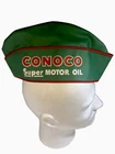 CONOCO SUPER MOTOR OIL Vintage Gas Jockey Oil Station GREEN VINYL Cloth Hat Cap