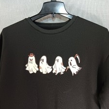 SHEIN Halloween Ghost Sweatshirt XL Black Gothic Spooky Graphic Crewneck Fleece