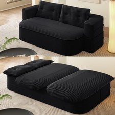 78.7 Full Size Memory Foam Convertible Folding Sofa Bed Black No Assembly