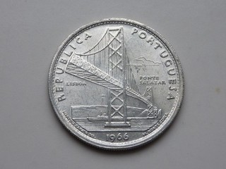 Portugal 20 escudos argent 1966 Pont Salazar très belle