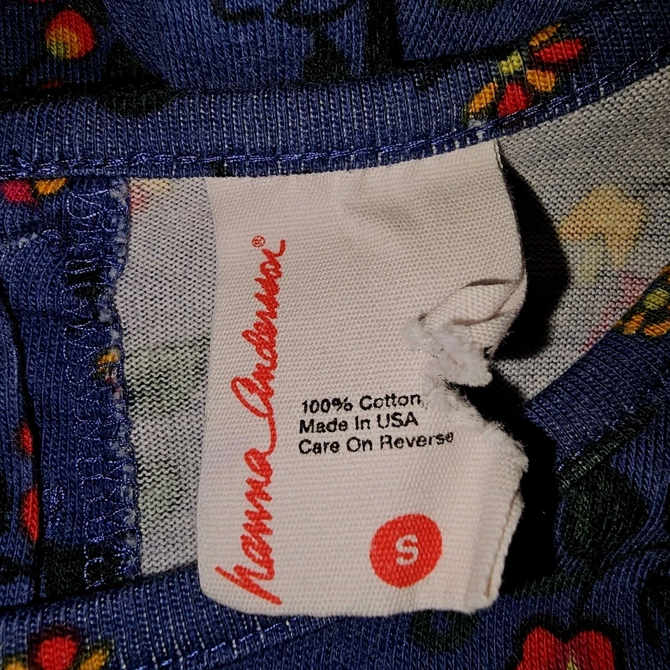 Hanna Andersson Blue Floral Midi Dress 100% Cotton Small Long Sleeve Made in USA - Image 4 of 4