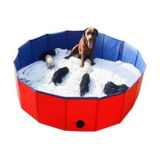 Foldable Dog Bath Pool - Portable Whelping 47inch Dia.x12inch H 120x30cm Red