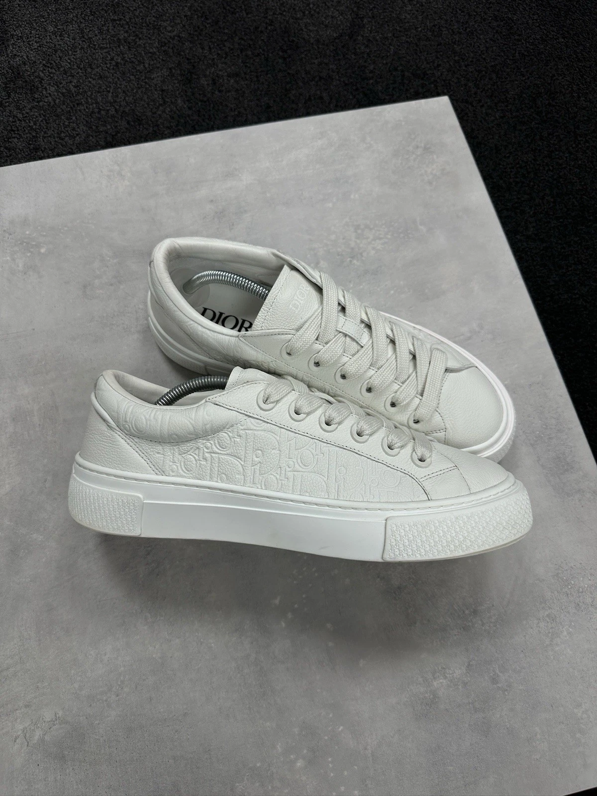 Baskets Dior B33 Spin Oblique en cuir blanc EU45 UK11 *PRIX DE VENTE CONSEILLÉ *