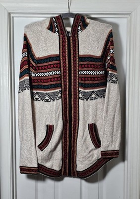 Ecologic Arts 100% Alpaca Sweater Hoodie Women's Size XL Aztec Western Full Zip