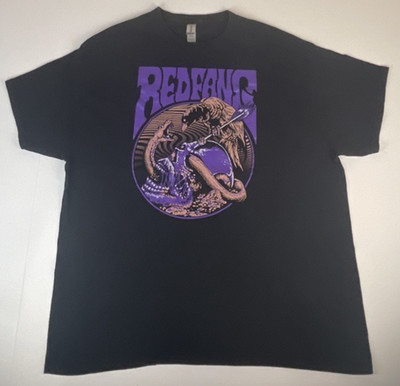 Red Fang Rock Band Shirt Mens Size XL Black Purple Skull Snake Crow Gildan Tag