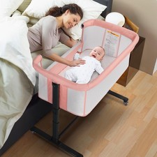 New Baby Bassinet Bedside Sleeper 2 in 1 Portable Newborn All-Sided Mesh Infant