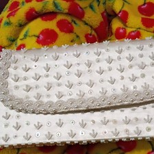White Beaded Bridal Clutch Bag Evening Purse Handbag Elegant Wedding Accessory