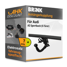 Für Audi A3 Sportback 19- BRINK Anhängerkupplung abnehmbar + 7polig E-Satz AHK