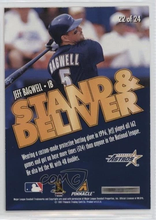 1997 Score Stand & Deliver Gold Silver Letters /225 Jeff Bagwell #22 HOF - Image 2 of 2