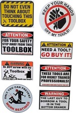 8 pcs Funny Toolbox Sticker Warning Decal Tool Box Sticker Pack Set Vinyl Wat...
