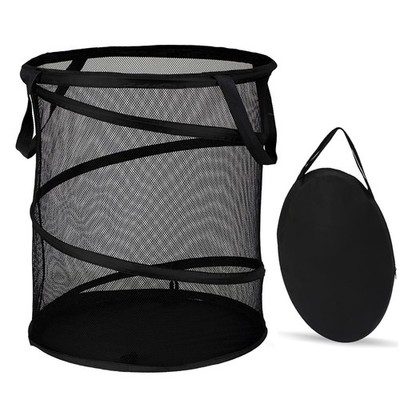 Mesh Collapsible Laundry Basket Foldable Pop Up Hamper Extra Large 113L Black