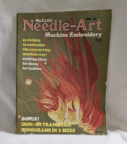 McCall's Needle-Art Machine Embroidery 44 Designs + Iron On Transfers Bonus 1977