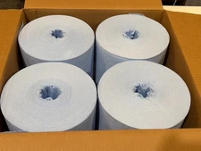 Uline S-11740 Case of 4 Rolls - Center Pull Wipers 8" x 13" - Blue S-11740BLU