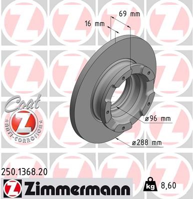 ZIMMERMANN 250.1368.20 Brake Disc for FORD