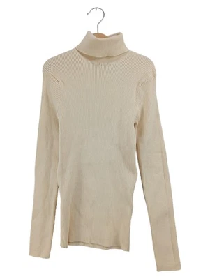 PIECES Pull Femme Beige Col Roulé Côtelé Basic (EU 36, INT S) - Photo 1/4