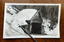 Vintage 1930s Cold Spring Rustic Covered Bridge ? Snow Original Photo