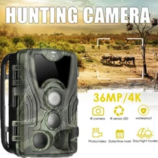 Deer & Trail Camera 36MP 4K Motion Activated No Glow Night Vision Hunting Cam
