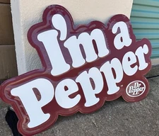 DR. PEPPER I'm a Pepper Metal Embossed Wall Art Sign 22" x 36" NEW
