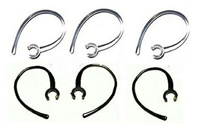Set of 6 Replacement Bluetooth Ear Loop Hook Clip Clear/Black (6mm)