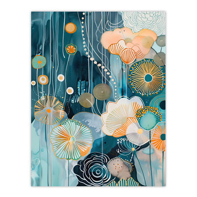 Abstract Ocean Flower Garden Artwork Floral Sea Wall Art Poster Print