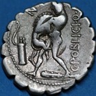 Roman coin, Silver denarius, C. Poblicius, circa 80 BC Rome