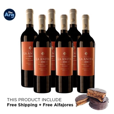 Finca La Anita Malbec x750ml (box of 6 Bottles) - Free Shipping & Alfajores!