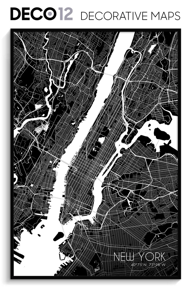 Póster de mapa de ciudad minimalista de Nueva York - impresión de alta calidad sin marco 24x36 pulgadas Foto 4 de 4