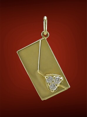 Adorable Cartier 18K Yellow Gold Diamond Heart Letter Open Pendant