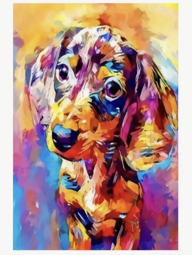 Süßer Dackel Wurst Hund Leinwand Wandbild Poster Druck ungerahmt 45 cm x 30 cm