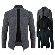 Men's knitted sweater stand-up neck zipper cardigan