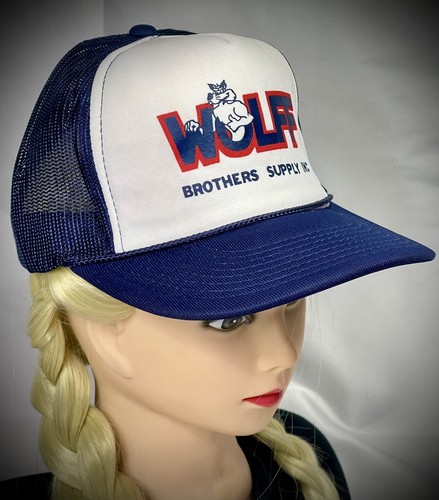 Vintage Wolff Brothers Supply Inc. Furry Fursuit Trucker Hat Blue Rope SnapBack - Picture 6 of 8