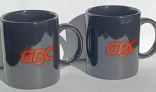 2 Vintage GBC Rare Coffee Mug Cup Black / Red General Binding Corporation NOS