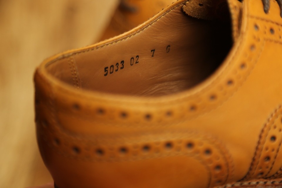 Grenson Tan Brown Leather Oxford Brogue Shoes Men's UK 7 G US 8 EU 41