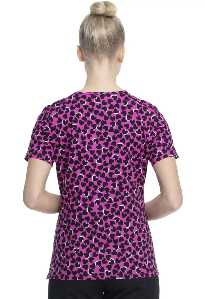 Scrubstar Women's V-Neck Top Hearts Collide Short Sleeve Scrub Top Medium - Image 4 of 4