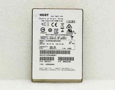 HGST HUSMH8040BSS200 400GB SAS SSD 2.5in SSD 12Gbps Solid State Drive ...