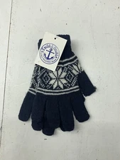 Yacht & Smith Dark Blue Snowflake Print Gloves One Size