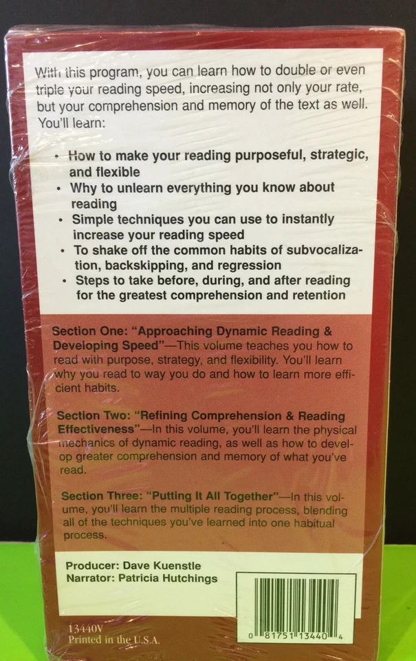 Evelyn Wood READING DYNAMICS Box Set 3 VHS Movie Speed Reading Program NOS Gift - Image 3 of 4