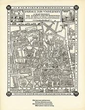 1932 Pictorial Map Princeton University Campus Buildings Streets Poster Print