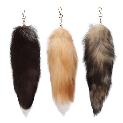 Furry Fox Tail Fur Keychain Cosplay Fox Cat Costume Therian Wolf Tails Handba...