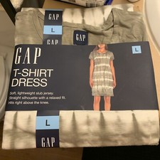 Gap Ladies T-Shirt Dress Olive Stripe Tye Dye, Size L