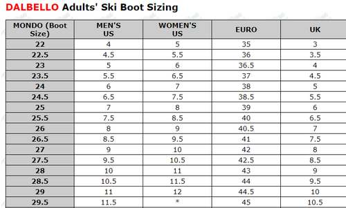 9.5 ski boot size