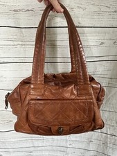 Italian  Leather Quilted Shoulder Hobo Bag Via Repubblica Italian Euc Brown