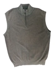 F/X Fusion Golf Vest Large Sage Green Sandwash Collection Cotton Quarter Zip