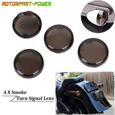 4pcs Smoke Turn Signal Lens Covers Kit Fit For Harley Bullet Dome Style Blinker