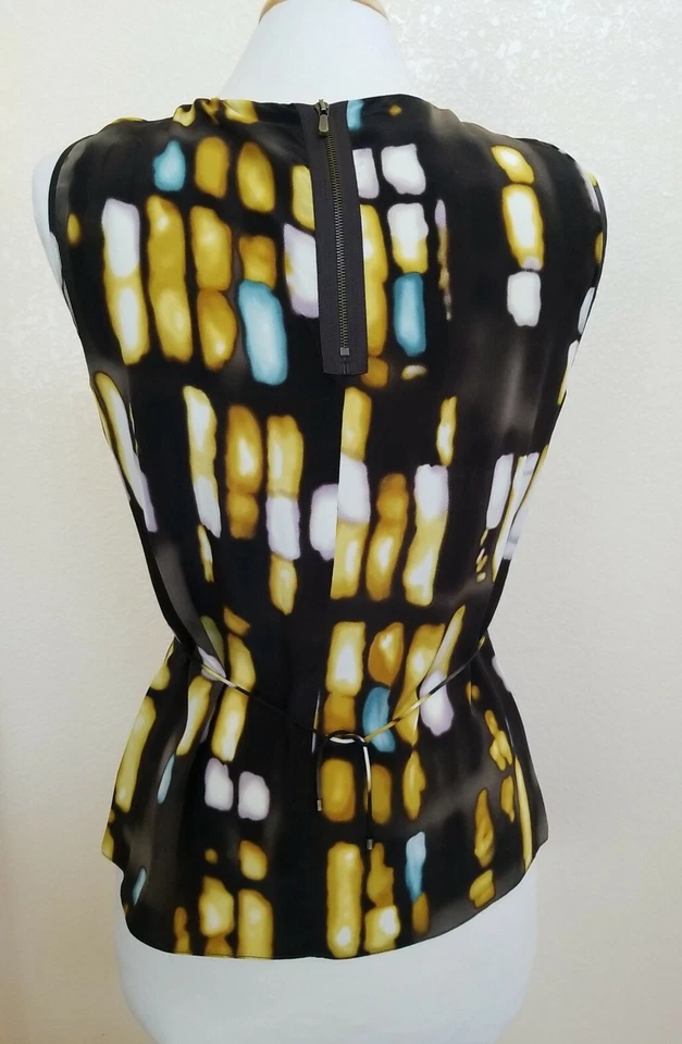 Blusa para mujer WORTH multicolor sin mangas 100 % seda talla 4 Foto 3 de 4